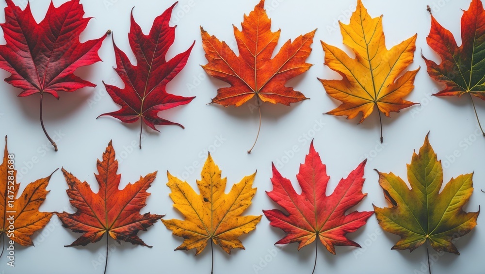 Poster Beautiful autumn leaf collection with isolated leaves on background using focus stacking and clipping path