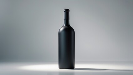 Bottle of red wine with a blank label displayed on a white backdrop