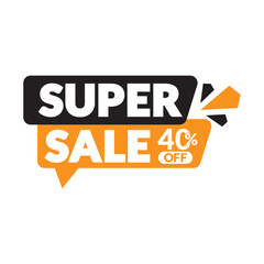 Super sale vector illustration logo. Super sale 50% off icon.