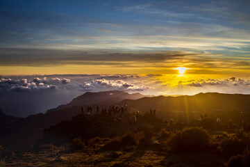 Breathtaking sunset at Pico do Arieiro in Madeira with vibrant colors and stunning cloud formations