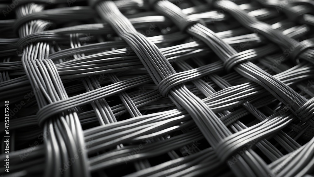 Poster black and white tones applied to a wicker texture and backdrop.