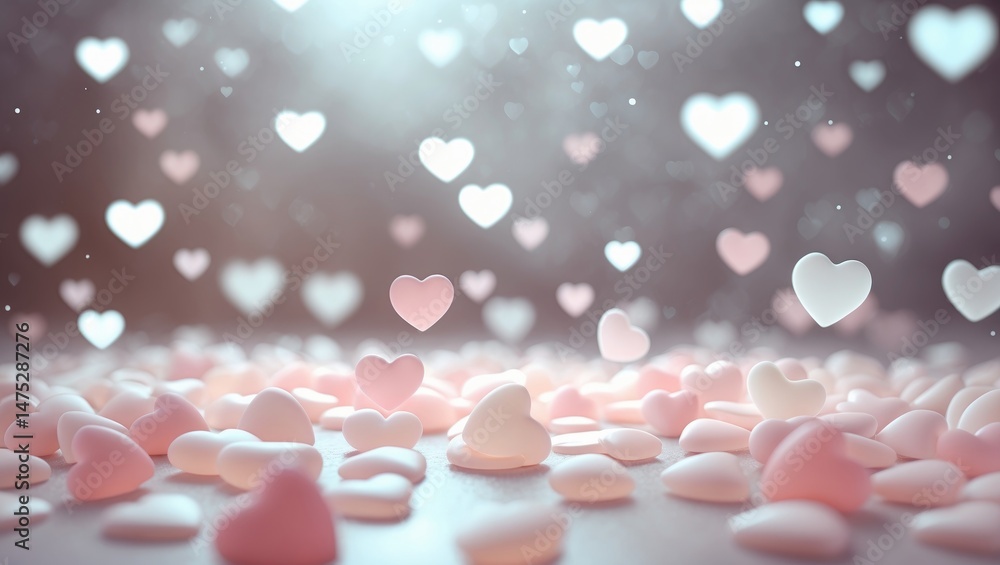 Aufkleber abstract background with bokeh hearts