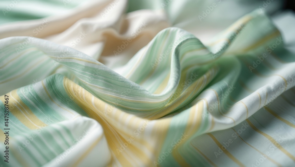 Poster creative textile artwork with smooth, airy stripes and gentle color gradients in a harmonious settin