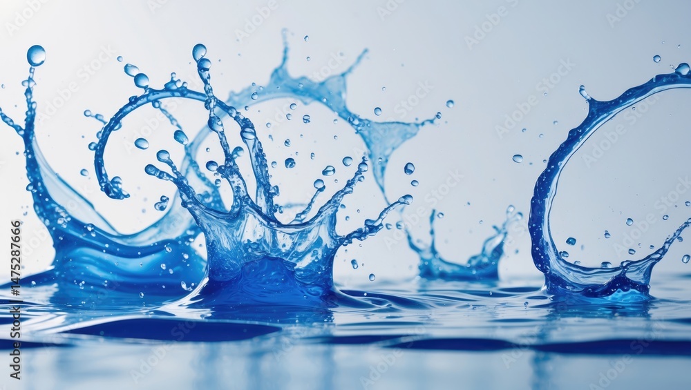 Poster background featuring a blue water splash in a circular shape