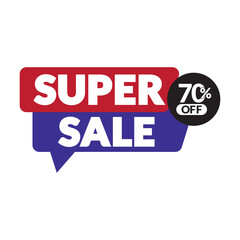 Super sale vector illustration logo. Super sale 50% off icon.