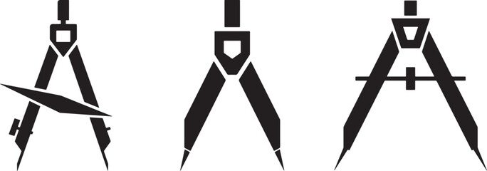 Compass icon vector silhouette 