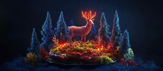 Fototapeta premium Enchanting deer in a magical winter forest scene.