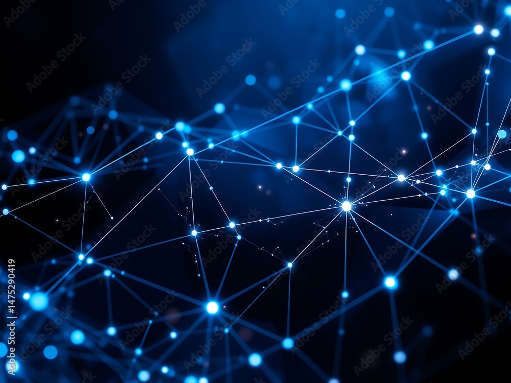 Aufkleber abstract glowing network connections in blue representing digital data and technology