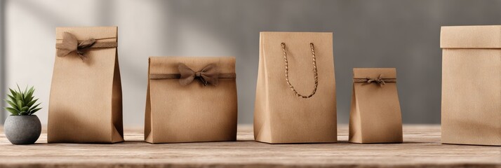 Fototapeta premium Simple Paper Bag Gift Packaging Mockup With Ample Copy Space Perfect for Any Occasion