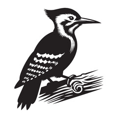 Classic Woodpecker silhouette in side view – Woodpecker illustration – Minimalist Woodpecker vector – Bird silhouette

