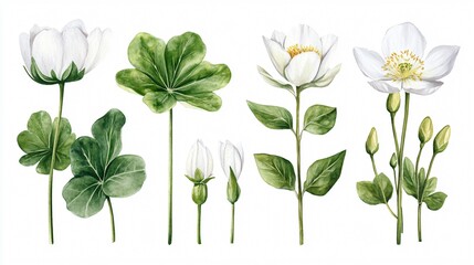 Vibrant Watercolor Summer Floral Illustration Set