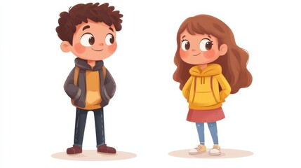 Fototapeta premium Set of boy and girl character illustration illustration , no logos, no brands
