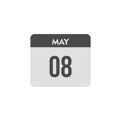 calender icon, 08 may icon with white background
