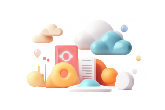 Abstract 3D Render of Cloud Computing and Data Storage