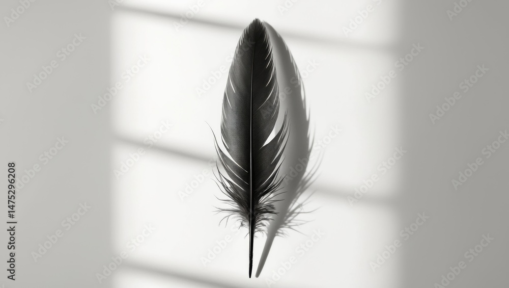 Poster dark bird feathers of crow and swan in macro style against a patterned background