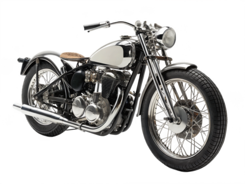 Vintage motorcycle PNG, retro motorbike PNG, antique two-wheeler PNG, classic vehicle PNG, transparent background image