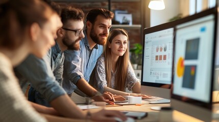 Collaborative group of creative professionals working together.