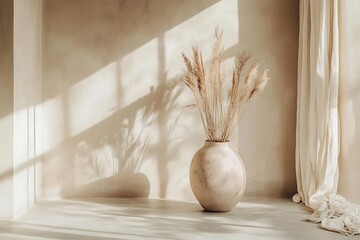 Organic-shaped earthenware vase with uneven surface blending naturally into a neutral backdrop 