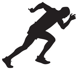 Active running man silhouettes, vector illustration