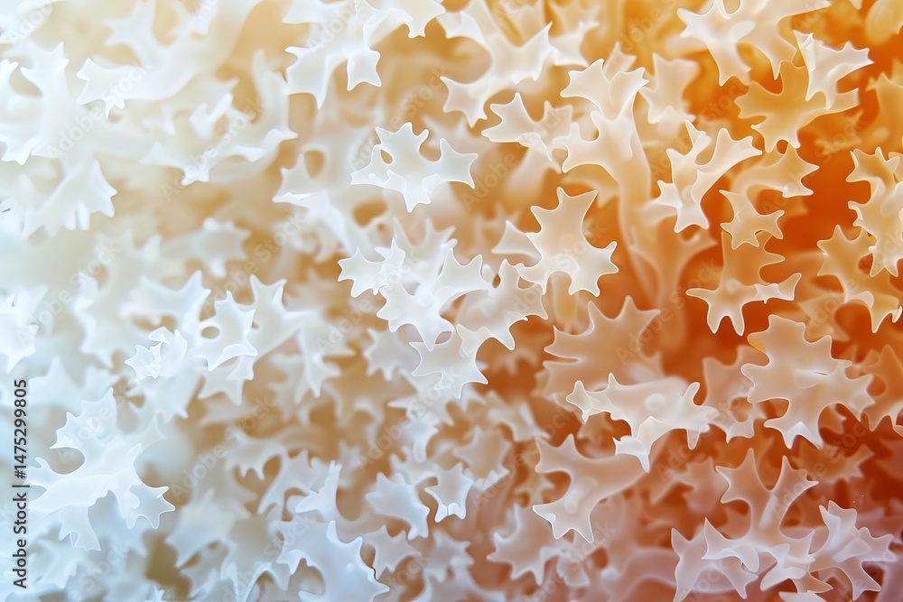 Poster a mesmerizing close-up of intricate white coral formations on a soft gradient background, creating a