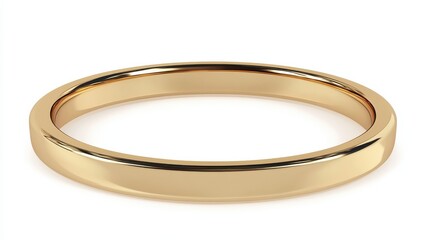 Timeless wedding band in polished yellow gold, isolated on white background