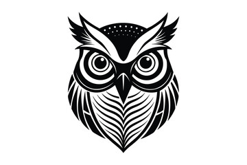 Owl head logo, silhouette Vector bundle  illustration