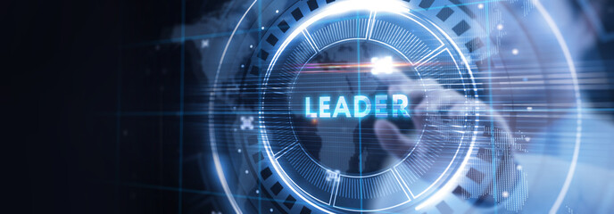 Successful team leader.  Business leadership concepts. A successful team leader is a manager market leader.