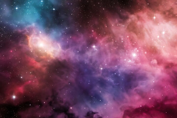 Stunning colorful nebula in deep space with glowing stars and cosmic atmosphere