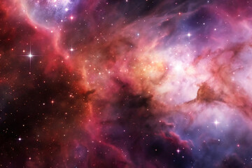 Majestic nebulae and sparkling stars in a cosmic space background illustrating the universe