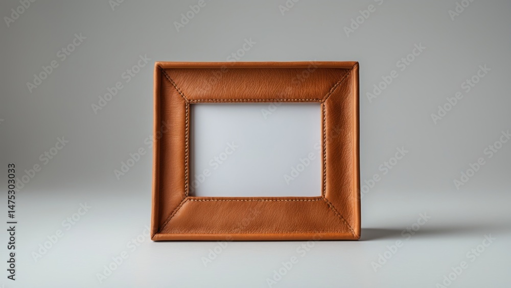 Aufkleber rectangular leather frame displayed on an isolated background
