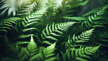 Background featuring green fern frond plant branches