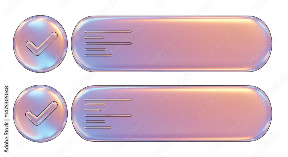 Poster isolated gradient buttons with checkmarks