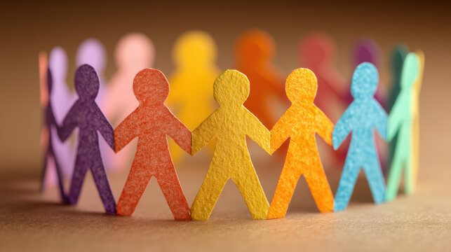 Paper cut-out people figures held in hands, representing inclusivity and support for all backgrounds