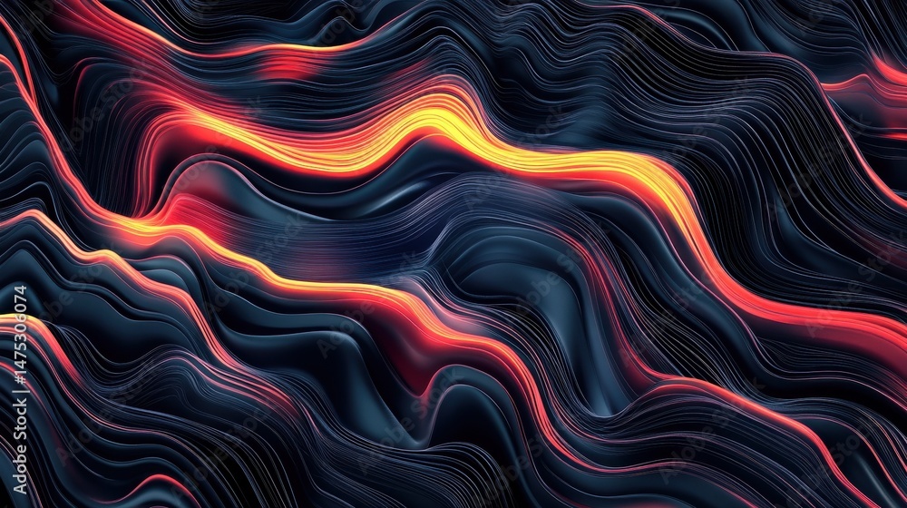 Poster Big data flow technology and science vector background, tech abstraction with lines electronics and digital style in 3D dimensional perspective, abstract illustration. illustration , no logos, no bra
