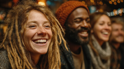 Fototapeta premium A group of diverse friends laughing together, capturing the essence of inclusion and joy in community settings