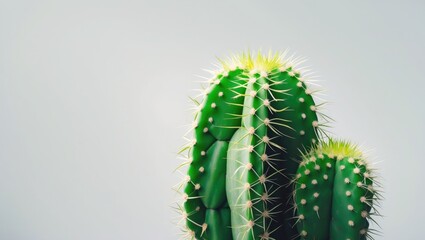 Naklejka premium Isolated cactus with a white background emphasizing desert and tropical themes