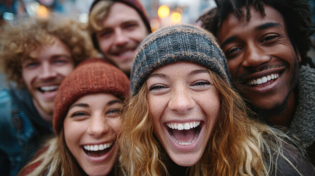 Young multiracial people posing together in a group photo, expressing happiness and unity