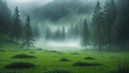 Fototapeta premium Majestic mountain landscape with lush pine trees