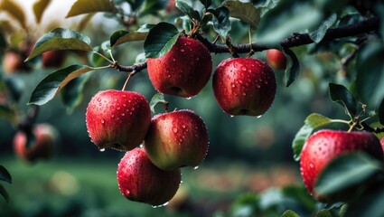Obraz premium Apple orchard in a garden setting