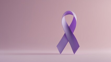 On a pink paper background, a purple ribbon symbolizes hope, with room for content.