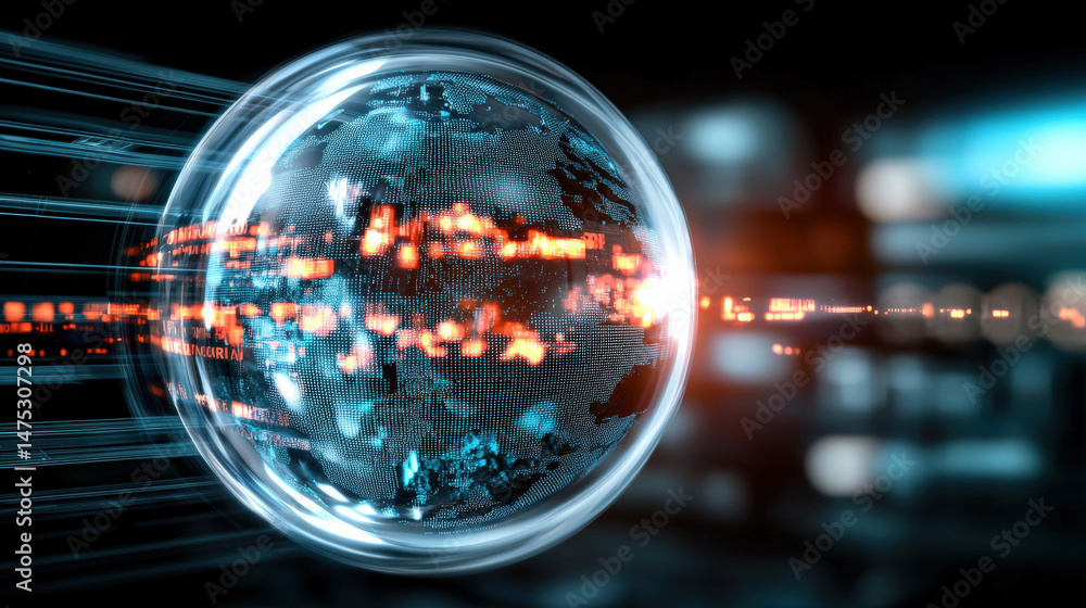 Aufkleber dynamic global connectivity unveiled digital space visual technology futuristic environment close-up
