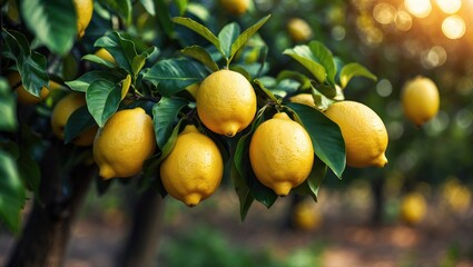 Tree bearing ripe yellow lemons