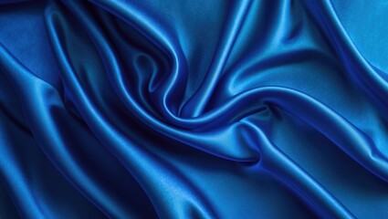 Obraz premium Close-up of vibrant blue silk fabric highlighting its smooth, elegant, and luxurious texture suitable for abstract backgrounds