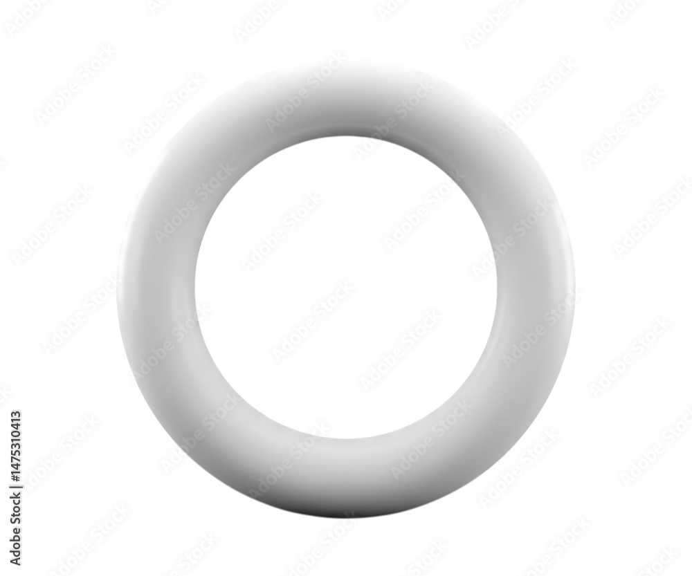 Fototapete Simple white torus shape isolated on a plain setting transparent background