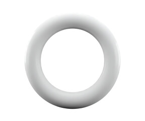 Simple white torus shape isolated on a plain setting transparent background