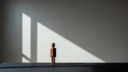 Loneliness Theme. Single Human Silhouette on Background. Area for Text