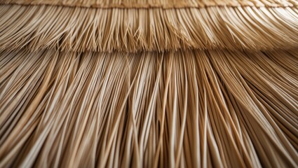 High-quality image of close-up thatch roof or wall background with tropical roofing elements