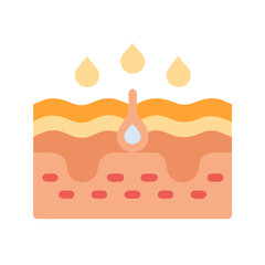 Illustration of skin layers and hydration on black backdrop