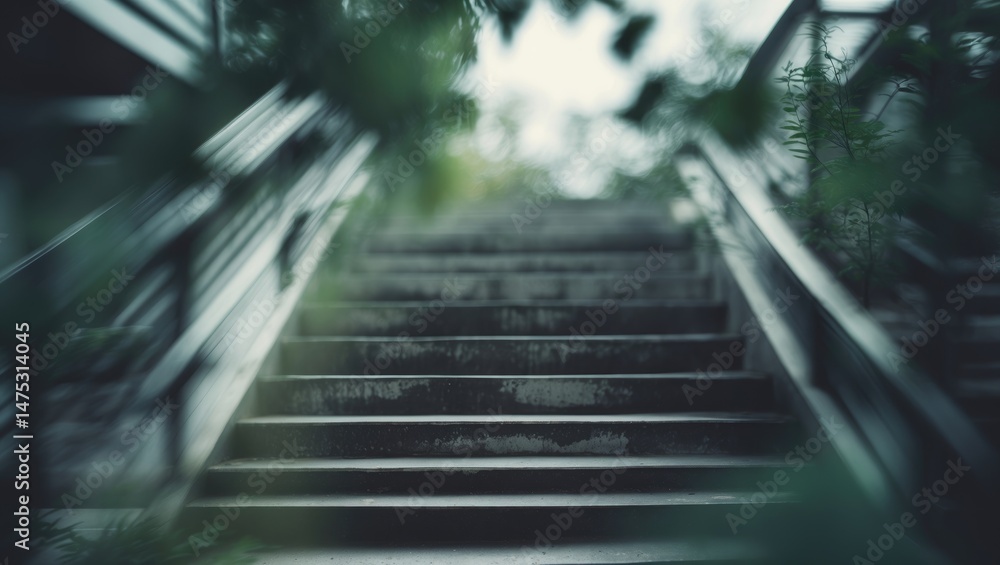 Aufkleber defocused image creating a blurred background for modern stairs
