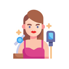 Flat vector illustration of a glamorous woman with wristwatch